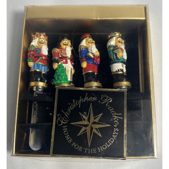 Vintage Christopher Radko Nutcracker Cheese Pate Spreaders Set Of 4 Holiday - Picture 1 of 5